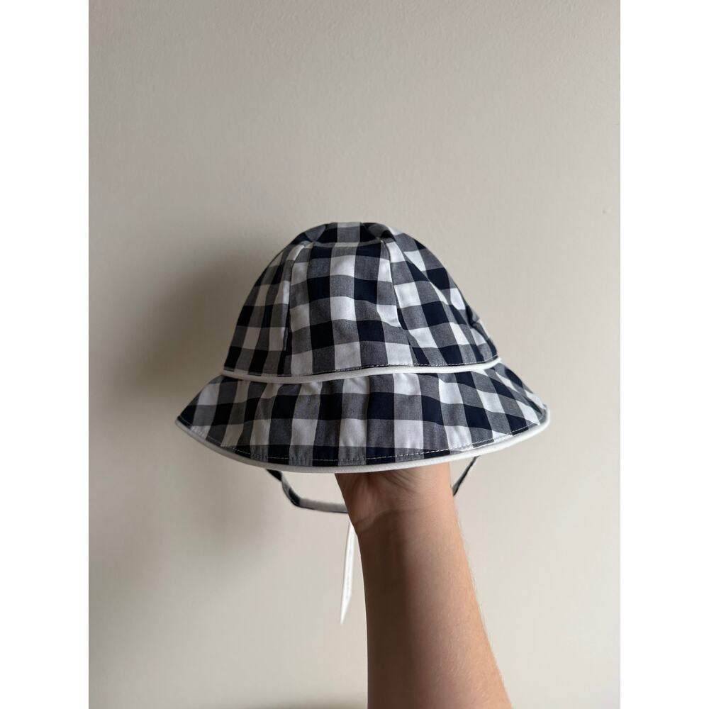 NWT Baby Plaid Blue and White Sun Hat